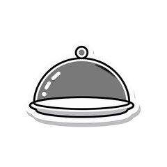 Obraz premium A Simple Grey Cloche Plate in Flat Vector Art Minimalist Clean Sticker Style 2D On a Pure White Background With Subtle Shading Highlights Suggesting a Covered Dish Ready for Service