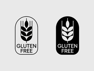 Gluten free wheat ear label icon for healthy dietary products