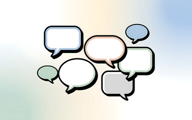 Collection Of Speech Bubbles On Blurred Background