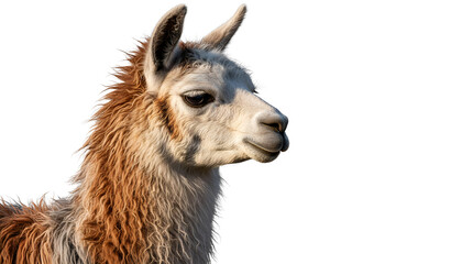 Fototapeta premium Side profile of a brown and white llama head