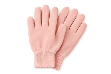 Obraz premium Pair of pink knitted fabric gloves for cold weather