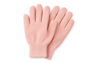 Pair of pink knitted fabric gloves for cold weather