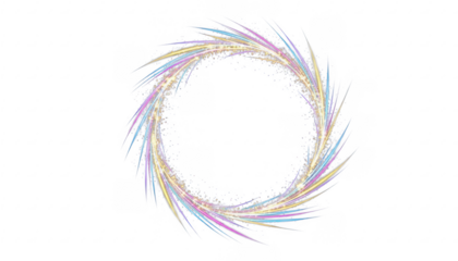 Colorful abstract circle frame isolated on transparent background for decoration