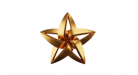 Golden star isolated on transparent background, a symbol of success and achievement