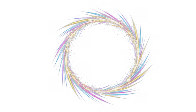 Colorful abstract circle frame isolated on transparent background for decoration