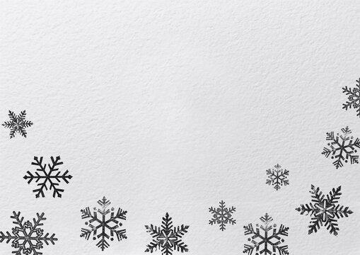 Snow flakes patter on white paper
