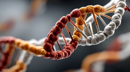 Colorful DNA double helix structure with intricate details, showcasing molecular biology concepts and genetic information in a visually striking manner for scientific exploration