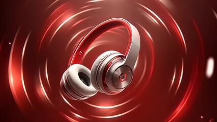 Immersive sound experience with dynamic headphones, perfect for audiophiles seeking high-fidelity audio in a modern, vibrant setting