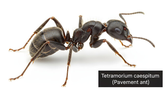Pavement ant (tetramorium caespitum) isolated on white background