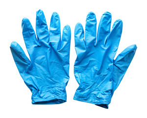 Blue Disposable Nitrile Examination Gloves on Transparent Background PNG