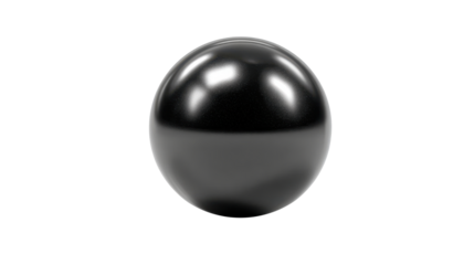 Black glossy reflective sphere 3d rendering with metallic finish showcasing sleek modern design, abstract object on transparent background providing versatility for various uses, png