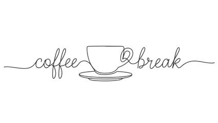 One continuous line art coffee break concept in a minimalist design c