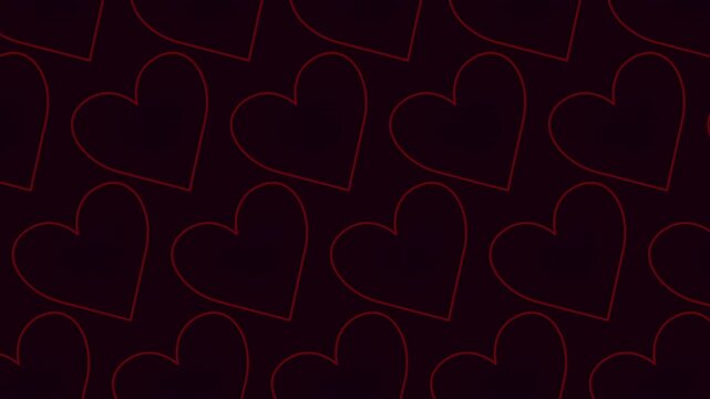 A simple yet striking image featuring a repeated red heart pattern against a black backdrop, symbolizing love, passion, or emotion