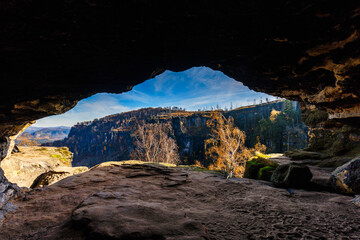 view from the Idagrotte Saxony switzerland during autumn good light