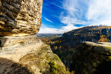 view from the Idagrotte Saxony switzerland during autumn good light
