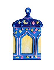 Elegant Ramadan lantern plasticine glowing holiday illustration with golden ornaments and Islamic geometric patterns for festive greeting cards
