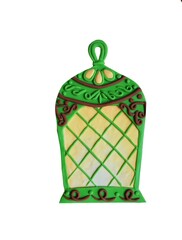 Elegant Ramadan lantern plasticine glowing holiday illustration with golden ornaments and Islamic geometric patterns for festive greeting cards