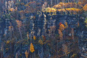 view from the Idagrotte Saxony switzerland during autumn good light