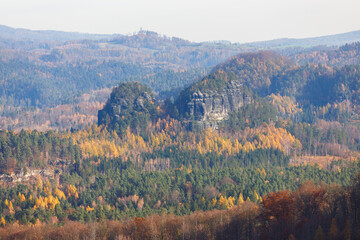 view from the Idagrotte Saxony switzerland during autumn good light