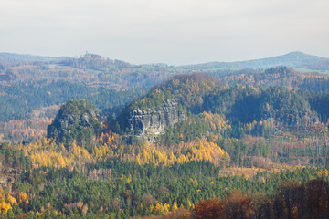 view from the Idagrotte Saxony switzerland during autumn good light