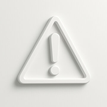 3D Warning Alert Triangle Sign with Exclamation Mark Minimal White Safety Symbol for Caution and Notification Design Projects
