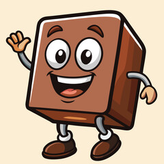 design logo vector cartoon character playful chocolate cube