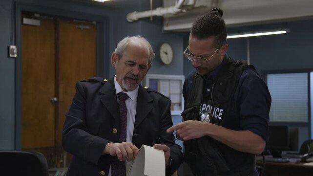 Police officers working the case together