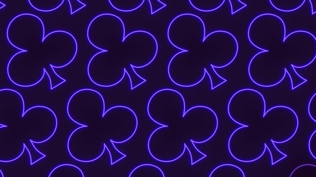 A circular pattern of glowing blue neon shamrocks, symbolizing luck and unity. Each shamrock points towards the vibrant center, creating a mesmerizing display of hope and positivity