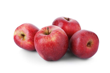 Many fresh red apples isolated on white