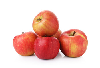 Many fresh ripe apples isolated on white