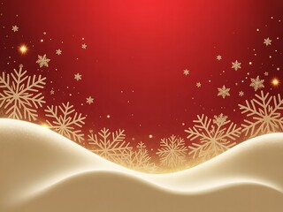 Golden and red Christmas background with snowflakes, vector star ornament
