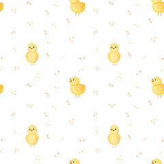 Cute yellow chicks pattern design on a light background 