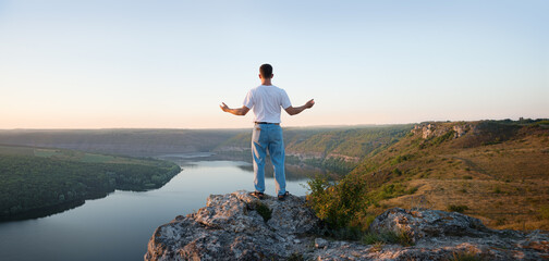 Man prey God on the hill