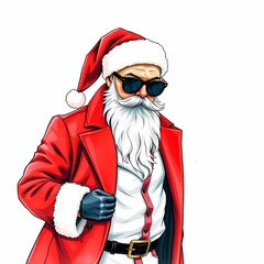 Modern luxury Santa watercolor character