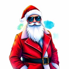 Santa Claus in fashion-forward winter outfit