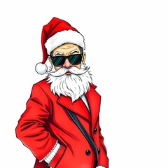 Modern fashion Santa in chic red coat