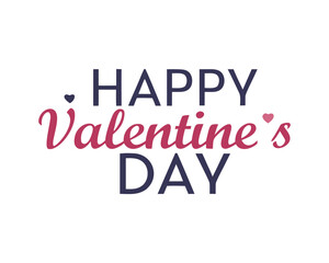 Happy Valentines Day Typography Design with Hearts Isolated on White Background Perfect for Greeting Cards and Social Media