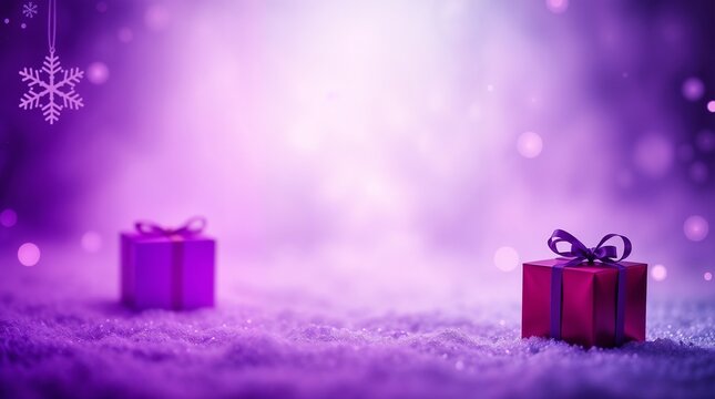 New Year background, soft pastel colors, gentle snowflakes, simple gradient, clean and uncluttered design, xmas gifts in red boxes