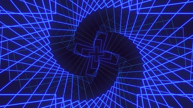 The image features a captivating blue and white spiral pattern with intertwining lines. The design appears modern and suitable for web or app aesthetics