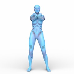 女性サイボーグ　3DCGレンダリング