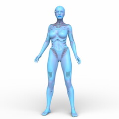 女性サイボーグ　3DCGレンダリング