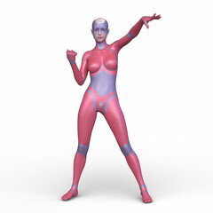 女性サイボーグ　3DCGレンダリング