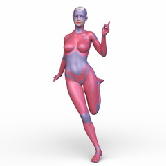 女性サイボーグ　3DCGレンダリング