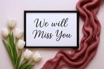 Farewell Message Displayed with Tulips and Fabric, Sympathy Card Template, Condolence Announcement, Remembrance Design