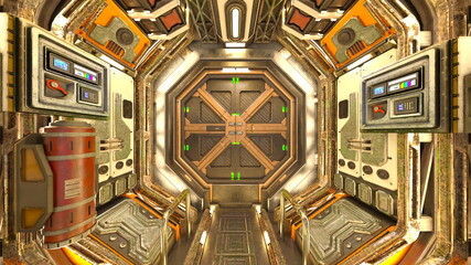 Fototapeta premium 宇宙船内の風景 3DCGレンダリング
