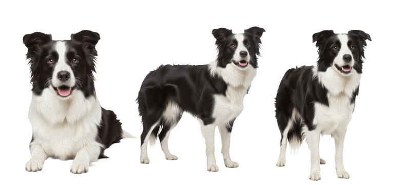 Border Collie Dog Breed Purebred Herding Group Working Dog Isolated