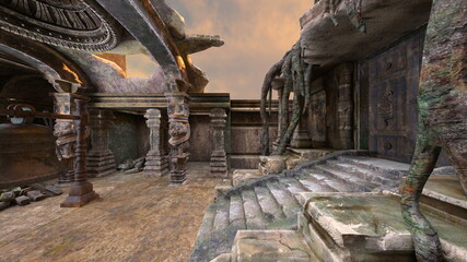 古代遺跡　3DCGレンダリング