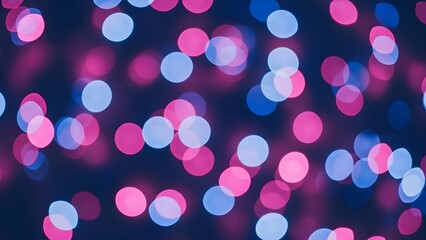 Blurred vibrant pink and blue light bokeh pattern background on a dark night backdrop