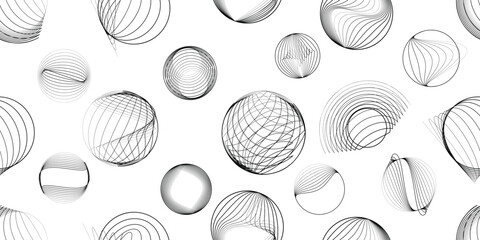 Vector loop, circular line seamless pattern- Endless pattern for wallpapers, wrapping and packaging. Repeatable pattern with various creative vortex, concentric, rotated circle design elements