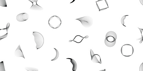 Vector loop, circular line seamless pattern- Endless pattern for wallpapers, wrapping and packaging. Repeatable pattern with various creative vortex, concentric, rotated circle design elements